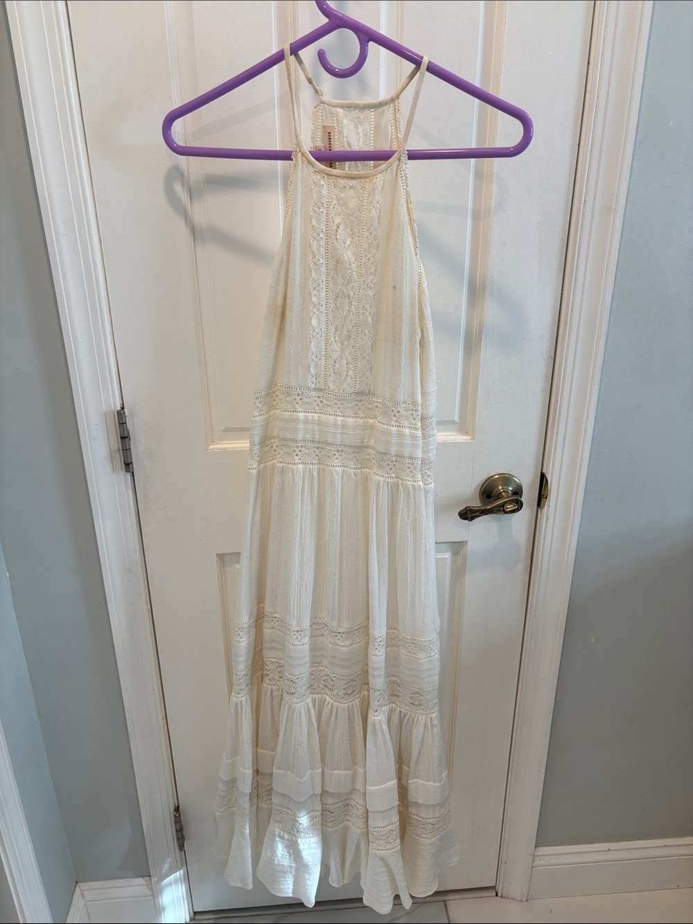 Rebecca Taylor Cream Lace-Panel Maxi Dress